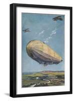 Dirigible with Biplanes-null-Framed Art Print