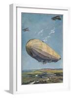 Dirigible with Biplanes-null-Framed Art Print