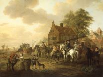 A Detachment of Cavalry with a Coach and other Soldiery outside a Harbourside Inn, 1777-Dirk Langendijk-Mounted Giclee Print