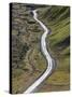 Dirt Road and Moss Covered Mountains, Landmannalaugar, Southern Highlands, Iceland-Peter Adams-Stretched Canvas