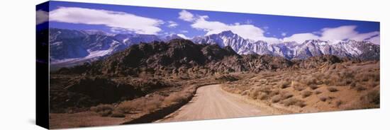 Dirt Road Passing through an Arid Landscape, Lone Pine, Californian Sierra Nevada, California, USA-null-Stretched Canvas