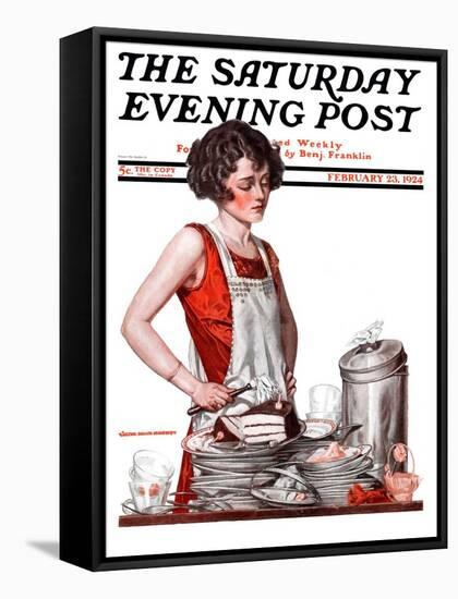 "Dirty Dishes," Saturday Evening Post Cover, February 23, 1924-Walter Beach Humphrey-Framed Stretched Canvas