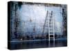 Dirty Grunge Wall With Wooden Ladder-ArchMan-Stretched Canvas