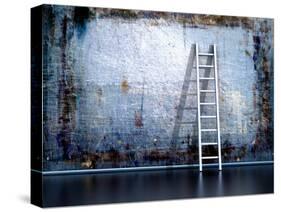 Dirty Grunge Wall With Wooden Ladder-ArchMan-Stretched Canvas