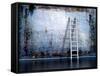 Dirty Grunge Wall With Wooden Ladder-ArchMan-Framed Stretched Canvas