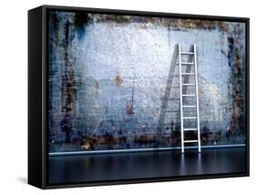 Dirty Grunge Wall With Wooden Ladder-ArchMan-Framed Stretched Canvas
