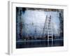 Dirty Grunge Wall With Wooden Ladder-ArchMan-Framed Photographic Print