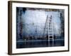 Dirty Grunge Wall With Wooden Ladder-ArchMan-Framed Photographic Print