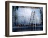 Dirty Grunge Wall With Wooden Ladder-ArchMan-Framed Photographic Print