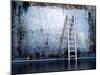 Dirty Grunge Wall With Wooden Ladder-ArchMan-Mounted Photographic Print