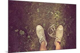 Dirty Sneakers on a Weedy Lawn. Instagram Effect-soupstock-Mounted Photographic Print