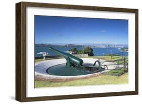 Disappearing Gun and Auckland Skyline-Ian-Framed Photographic Print