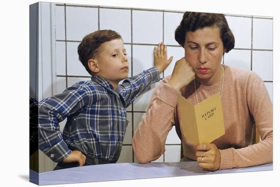 Disappointed Mother Reading Son's Report Card-William P. Gottlieb-Stretched Canvas