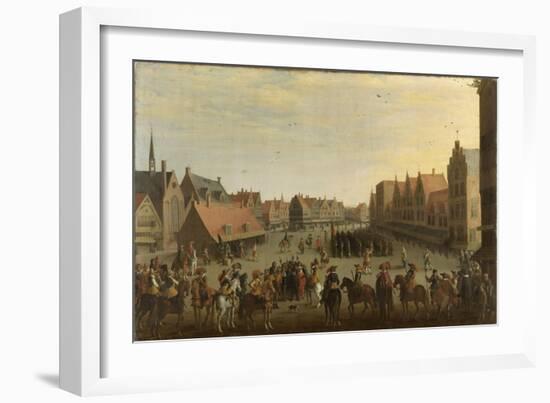 Disbanding of the City Guard Mercenaries by Prince Maurice on the Neude at Utrecht, 31 July-Joost Cornelisz Droochsloot-Framed Art Print
