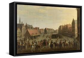 Disbanding of the City Guard Mercenaries by Prince Maurice on the Neude at Utrecht, 31 July-Joost Cornelisz Droochsloot-Framed Stretched Canvas