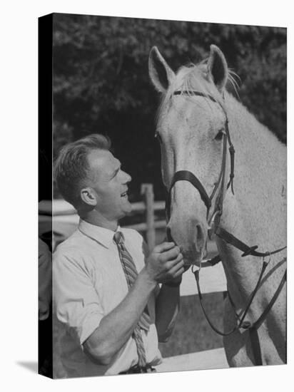 Discarded Farm Horse, Snowman, at Long Island Stable-null-Stretched Canvas