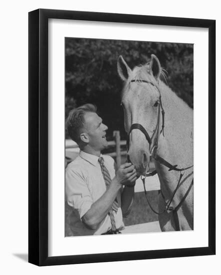 Discarded Farm Horse, Snowman, at Long Island Stable-null-Framed Photographic Print