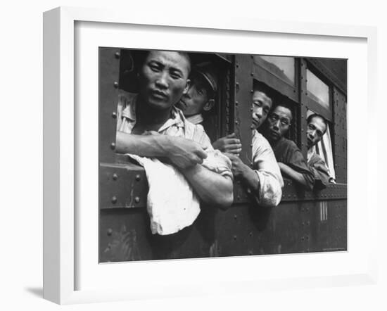 Discharged Japanese Soldiers Take Advantage of Free Transportation After WWII in Hiroshima, Japan-Wayne Miller-Framed Photographic Print