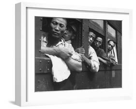 Discharged Japanese Soldiers Take Advantage of Free Transportation After WWII in Hiroshima, Japan-Wayne Miller-Framed Photographic Print