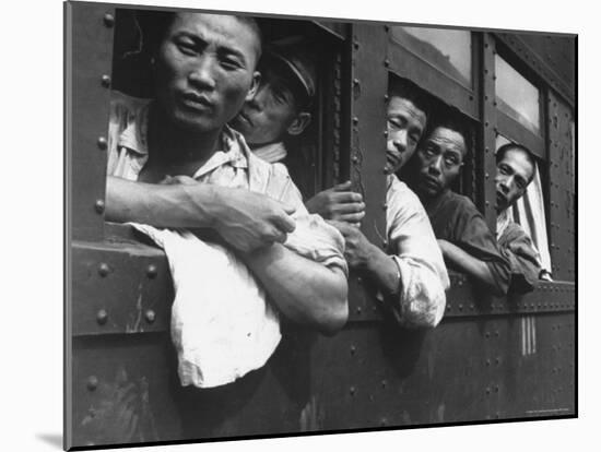 Discharged Japanese Soldiers Take Advantage of Free Transportation After WWII in Hiroshima, Japan-Wayne Miller-Mounted Photographic Print