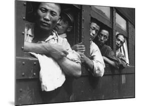 Discharged Japanese Soldiers Take Advantage of Free Transportation After WWII in Hiroshima, Japan-Wayne Miller-Mounted Photographic Print