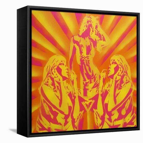 Disco-Abstract Graffiti-Framed Stretched Canvas