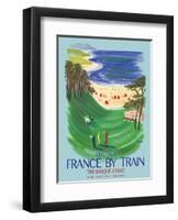 Discover France by Train - The Basque Coast - French National Railways-Bernard Villemot-Framed Art Print