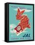 Discover Japan - Fly Japan Air Lines (JAL), Vintage Airline Travel Poster, 1960s-Murakoshi-Framed Stretched Canvas