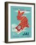 Discover Japan - Fly Japan Air Lines (JAL), Vintage Airline Travel Poster, 1960s-Murakoshi-Framed Art Print