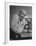 Discoverer of Vitamin C Albert Szent-Gyorgyi, Working with His Microscope-null-Framed Photographic Print