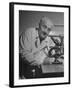 Discoverer of Vitamin C Albert Szent-Gyorgyi, Working with His Microscope-null-Framed Photographic Print