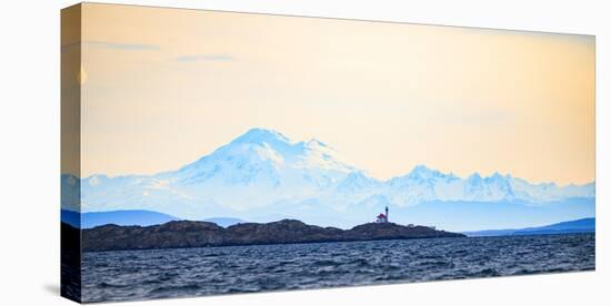 Discovery Island Lighthouse, Victoria, B.C. against Mt. Baker-Stuart Westmorland-Stretched Canvas