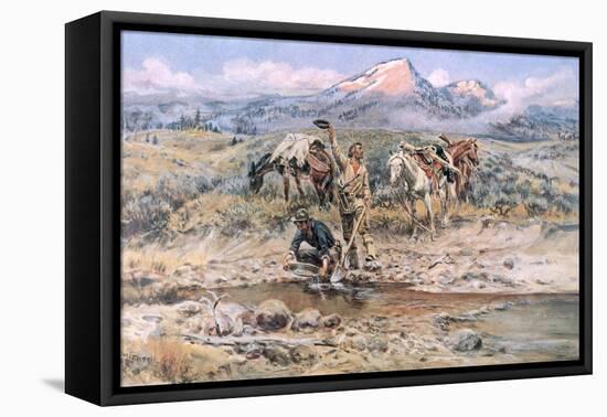 Discovery of Last Chance Gulch Montana-Charles Marion Russell-Framed Stretched Canvas