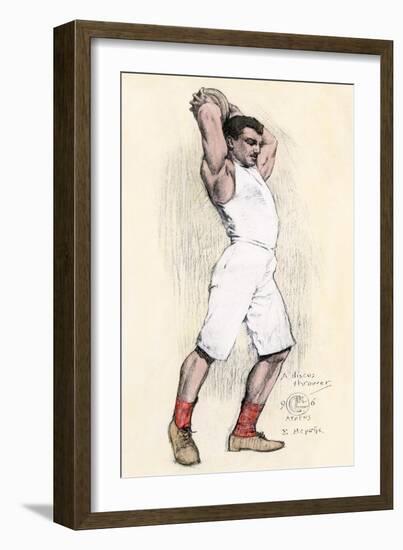 Discus Thrower in the Athens Olympic Games, 1896-null-Framed Giclee Print