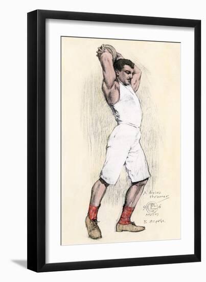 Discus Thrower in the Athens Olympic Games, 1896-null-Framed Giclee Print