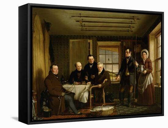 Discussing a Catch of Salmon in a Scottish Fishing-Lodge, C.1840-William Shiels-Framed Stretched Canvas