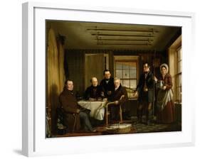 Discussing a Catch of Salmon in a Scottish Fishing-Lodge, C.1840-William Shiels-Framed Giclee Print