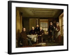 Discussing a Catch of Salmon in a Scottish Fishing-Lodge, C.1840-William Shiels-Framed Giclee Print