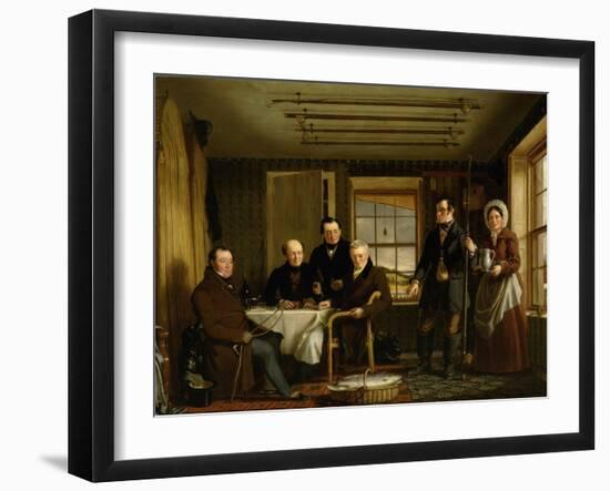 Discussing a Catch of Salmon in a Scottish Fishing-Lodge, C.1840-William Shiels-Framed Giclee Print