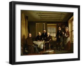 Discussing a Catch of Salmon in a Scottish Fishing-Lodge, C.1840-William Shiels-Framed Giclee Print