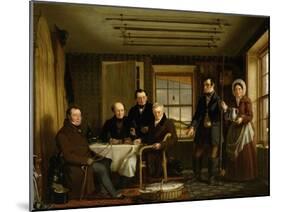Discussing a Catch of Salmon in a Scottish Fishing-Lodge, C.1840-William Shiels-Mounted Giclee Print