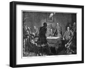 Discussing the Surrender of France after the Battle of Sedan, Franco-Prussian War, 1870-Georg Bleibtreu-Framed Giclee Print