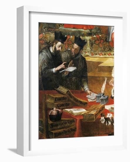 Discussion Between Two Jesuits, Detail from St Raymond of Penafort, Advisor to Pope Gregory IX-Alonso Antonio Villamor-Framed Giclee Print