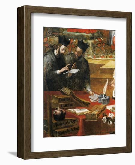 Discussion Between Two Jesuits, Detail from St Raymond of Penafort, Advisor to Pope Gregory IX-Alonso Antonio Villamor-Framed Giclee Print