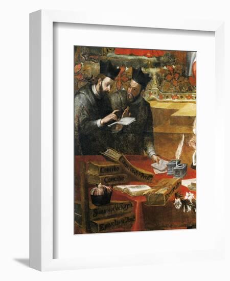 Discussion Between Two Jesuits, Detail from St Raymond of Penafort, Advisor to Pope Gregory IX-Alonso Antonio Villamor-Framed Giclee Print