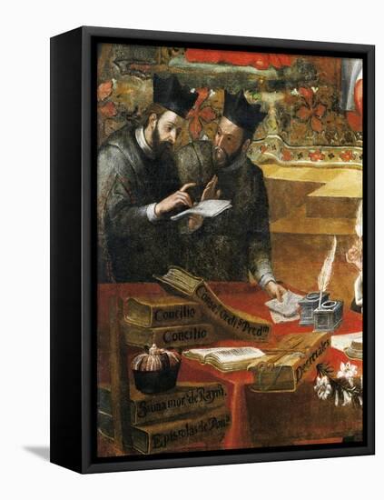 Discussion Between Two Jesuits, Detail from St Raymond of Penafort, Advisor to Pope Gregory IX-Alonso Antonio Villamor-Framed Stretched Canvas