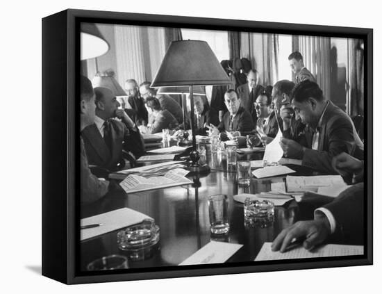 Discussion of N.Y.C. Being Bankrupt, Brings the Board of Estimate Together with Mayor Robert Wagner-Cornell Capa-Framed Stretched Canvas