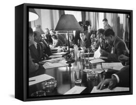 Discussion of N.Y.C. Being Bankrupt, Brings the Board of Estimate Together with Mayor Robert Wagner-Cornell Capa-Framed Stretched Canvas