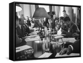 Discussion of N.Y.C. Being Bankrupt, Brings the Board of Estimate Together with Mayor Robert Wagner-Cornell Capa-Framed Stretched Canvas