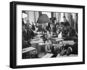 Discussion of N.Y.C. Being Bankrupt, Brings the Board of Estimate Together with Mayor Robert Wagner-Cornell Capa-Framed Photographic Print